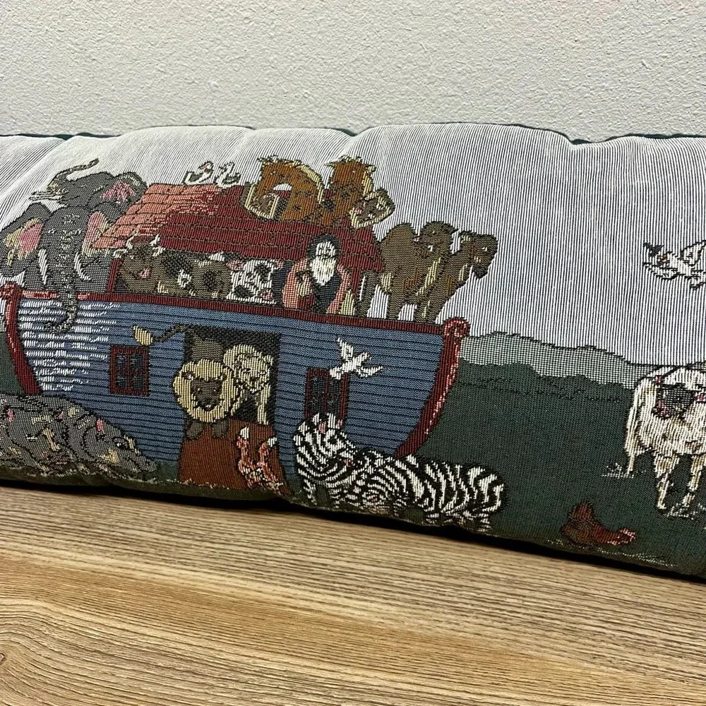 Vintage Noah's Ark Tapestry Bolster Body Pillow 30